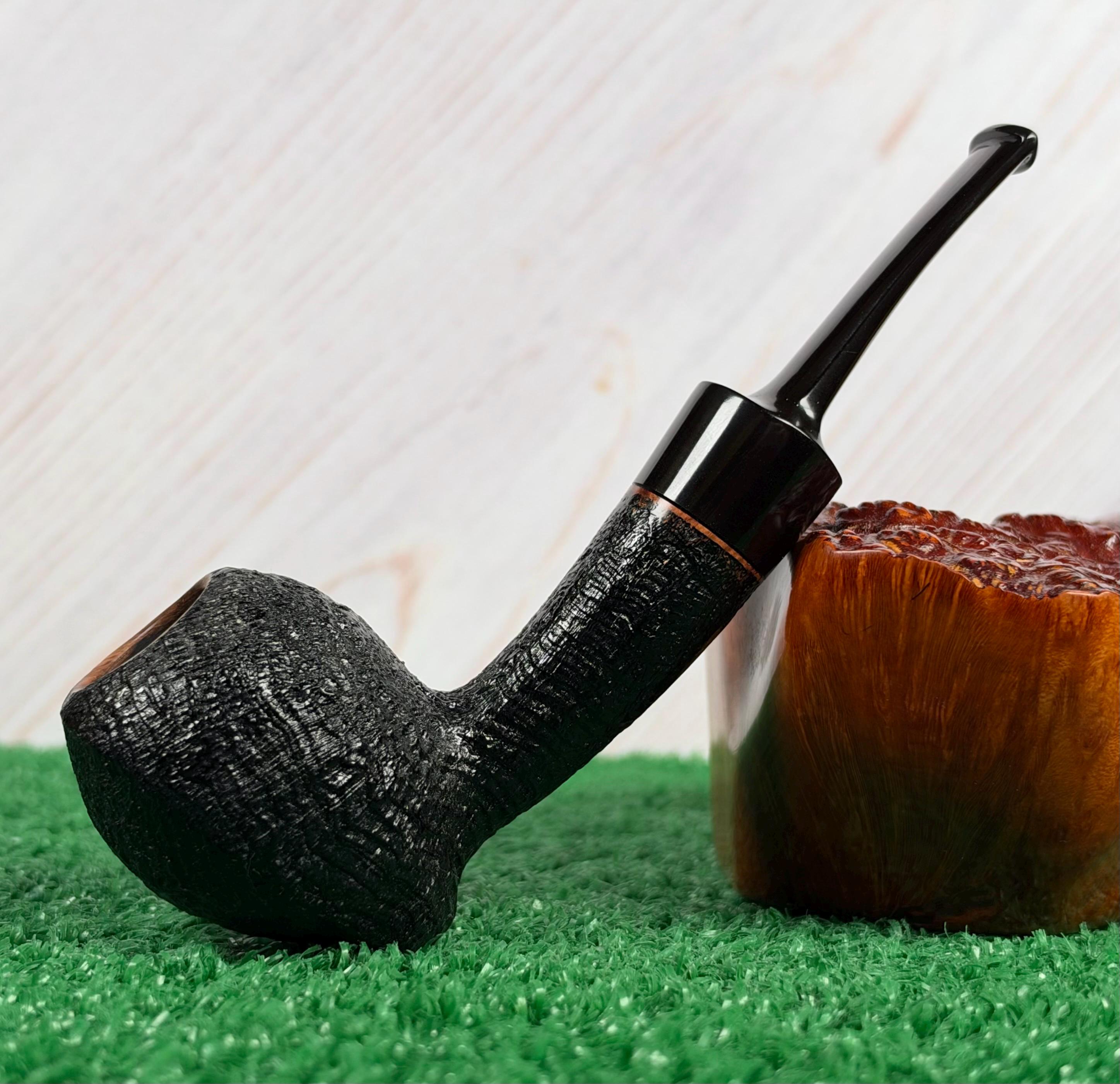SLOTH (Clark Layton) Sandblasted Elephant’s Foot Estate Pipe w/ Handcut Ebonite Stem