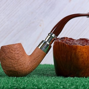 Peterson Barely Silver Spigot Bent Billiard #69 Estate Pipe in Excellent Condition & Lightly Smoked. Cumberland Style Stem, F/T Bit.  (2024)