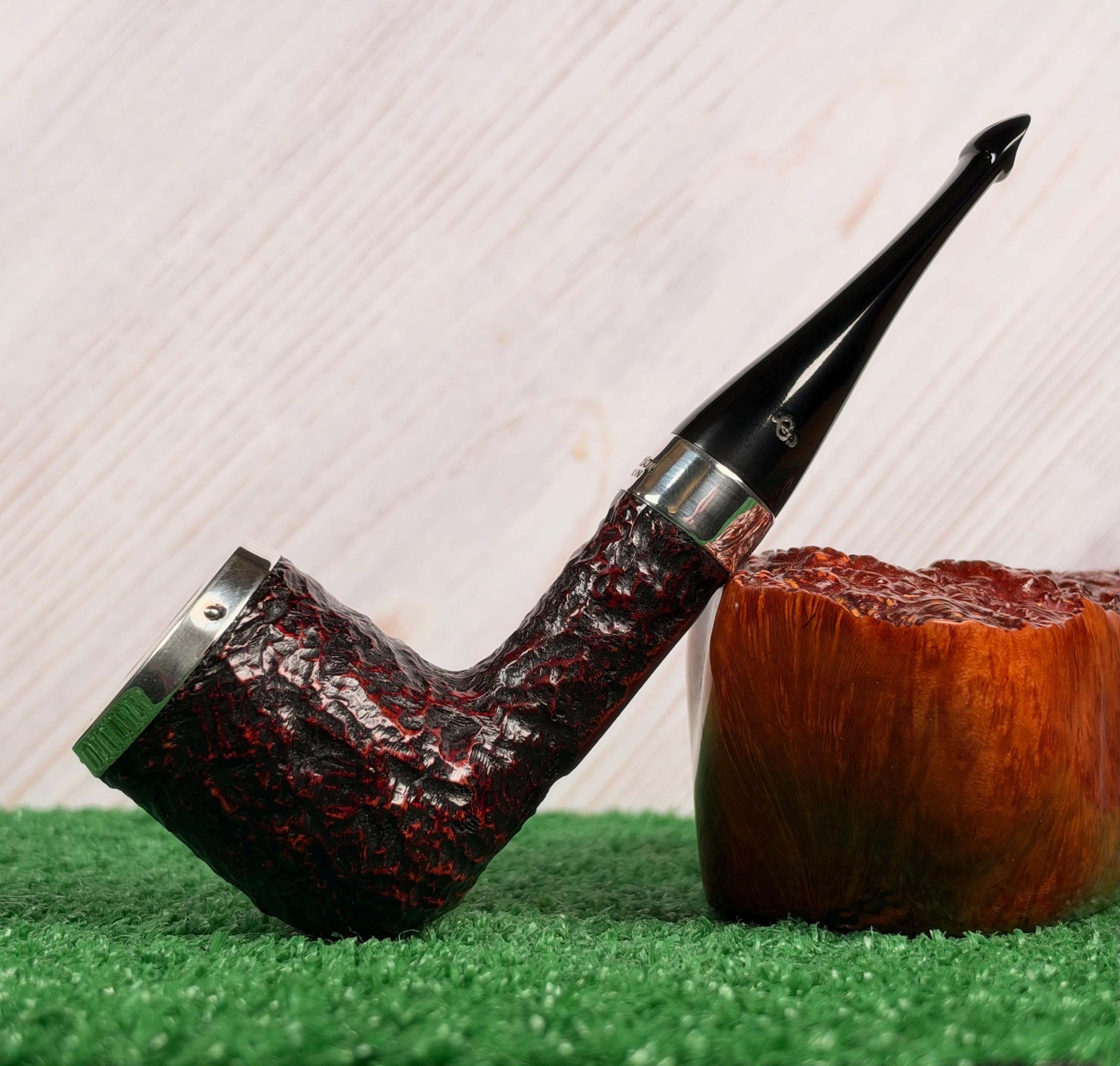 Peterson House Silver Cap XXL Rustic Billiard Pipe, Near Mint