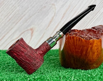 Rare L.E. Peterson CP Collection RUA Poker 701 (smaller pipe) Sterling Silver Spigot System P-Lip Pipe w/ Straight Grain! Barely Smoked!