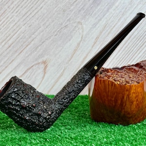 Darnell Old Briar (Gasparini) 472 Tall Billiard UNSMOKED / NOS 1980’s Italy.  Great Deep Rustication Black, Red Undercoat. Euro Market