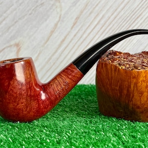 MINT James Upshall Tilshead Bent Billiard Vintage Pipe w/ Beautiful Flame Grain.  Classic English Shape. U.K.