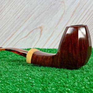 Leo Borgart Large Bent Paneled Brandy, Square Shank w/ Boxwood Estate Pipe. Handmade in Denmark. A Truly Great Pipe! imagem 10