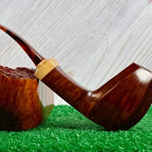 Leo Borgart Large Bent Paneled Brandy, Square Shank w/ Boxwood Estate Pipe. Handmade in Denmark. A Truly Great Pipe! imagem 2