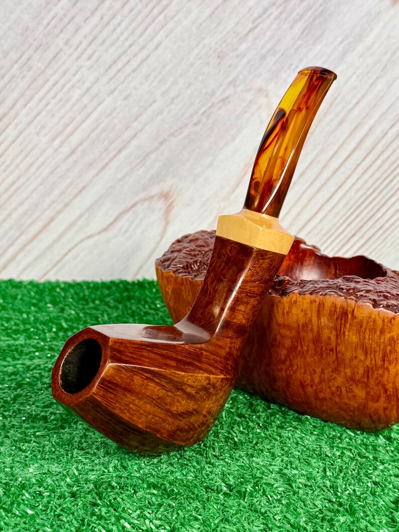 Leo Borgart Large Bent Paneled Brandy, Square Shank w/ Boxwood Estate Pipe. Handmade in Denmark. A Truly Great Pipe! imagem 13