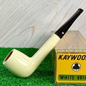 Rare UNSMOKED Kaywoodie 1955-1966 White Briar #51 Canadian aka Long Shank Billiard by KW.  New, Old Stock w/ Box!  American Collectible Pipe