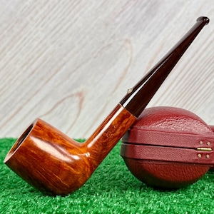 Gorgeous Straight Grained Barling Marylebone Guinea Grain Billiard in Case, MINT, & Cumberland Stem w/ Silver.
