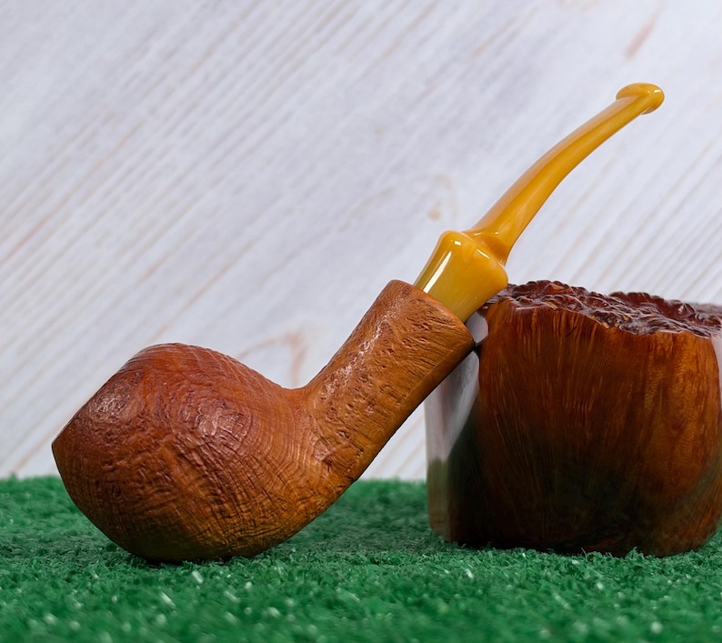 Volkan (Alberto Paronelli) ‘Desert’ Sandblasted Lightly Bent Egg Estate Pipe