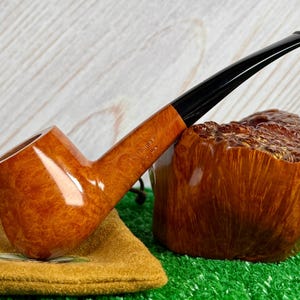 Ser Jacopo UNSMOKED / NEW La Fuma ‘Finche Tira’ Smooth Bent Brandy w/ Sock. NOS Pristine Condition!  Beautifully Grained, High End Italian