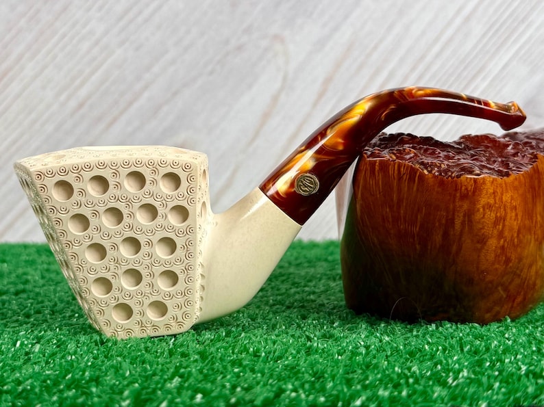 CAO Meerschaum Vintage Pipe & Case (UNSMOKED / NOS) Paneled Unique Shape