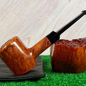 Northern Briars Premier (Ian Walker) Smooth Poker Unsmoked Briar Pipe with Leather Pouch.  Hand Made in England.