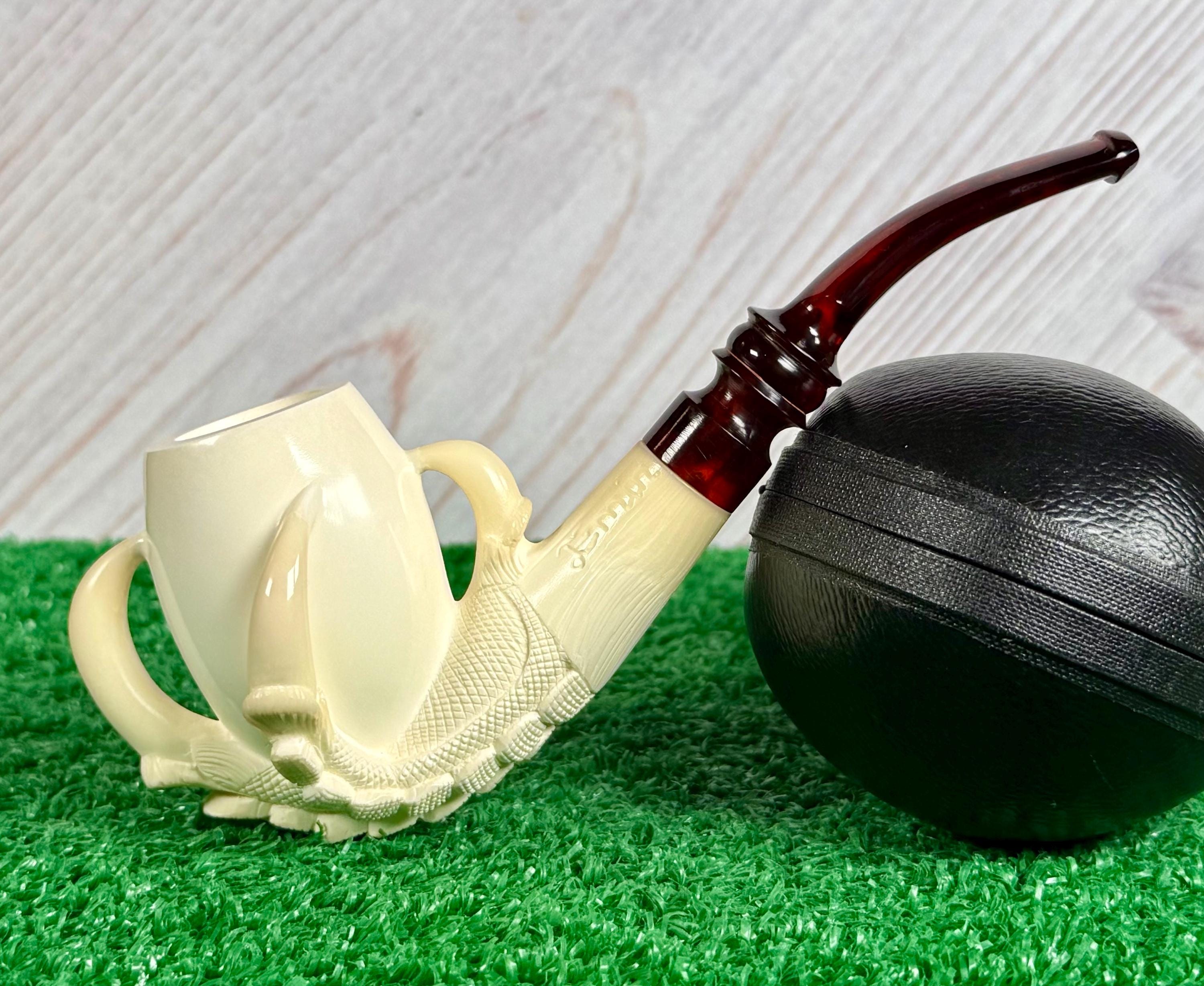 EMIN Dragon Claw & Egg (UNSMOKED) Turkish Meerschaum Pipe with Original Custom Fit Case