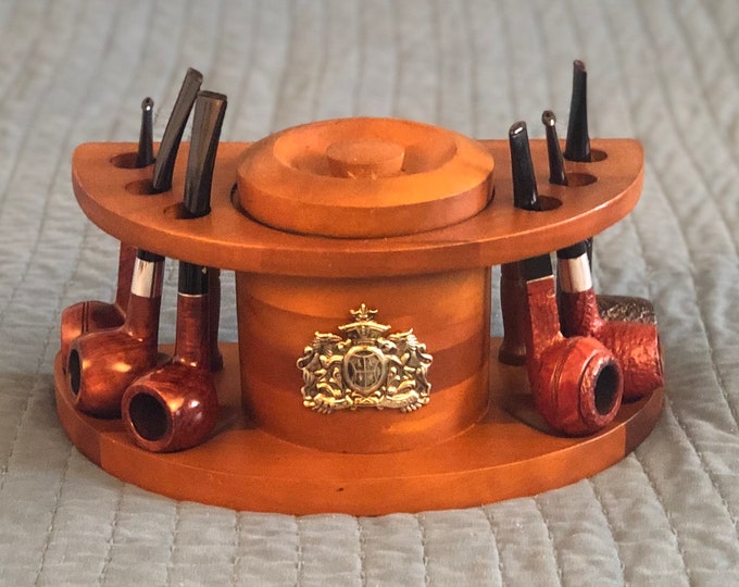 Vintage Kaywoodie 6 Pipe Rack & Humidor in Mint Condition. No Missing