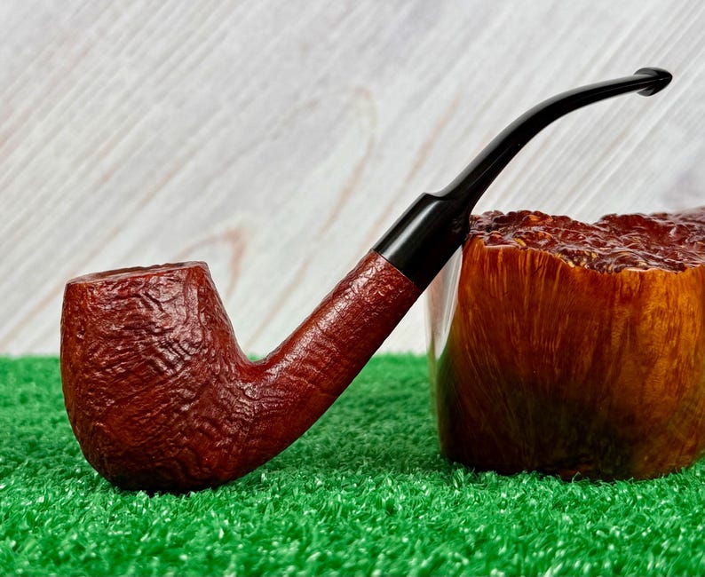 Savinelli Punto Oro Red Sandblasted 608 Bent Billiard Estate Pipe