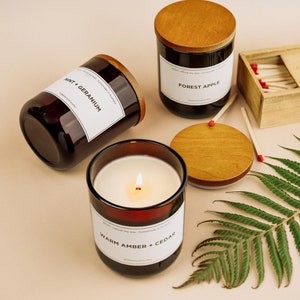 Brandy + Vanilla | 300g Handmade Natural Soy Wax Candle | Reusable Amber Jar | Wooden Lid | Homemade in Australia