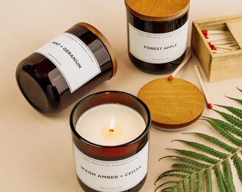Amalfi Coast | 300g Handmade Natural Soy Wax Candle | Reusable Amber Jar | Wooden Lid | Homemade in Australia