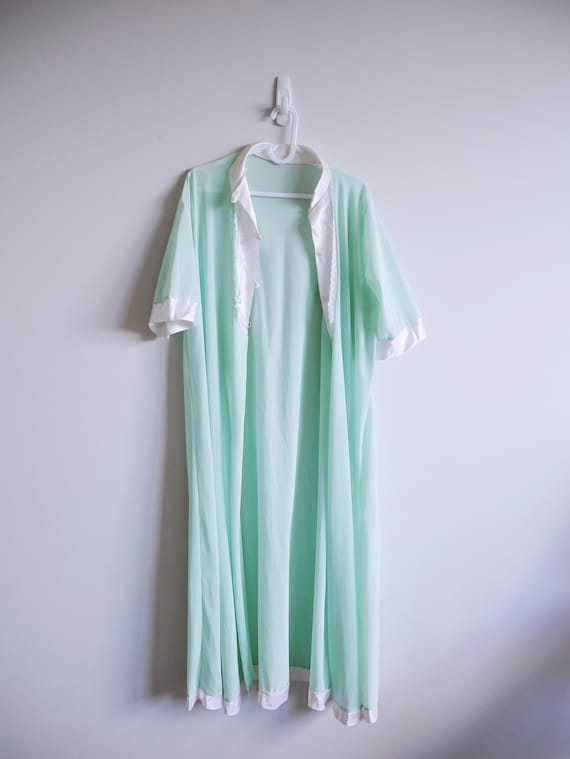 Vintage 60s Mint Green Night Gown / Robe / Duster