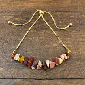 Mookaiet Jasper verstelbare gouden armband