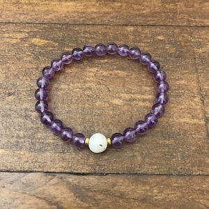 Amethyst and Moonstone Stretch Bead Bracelet