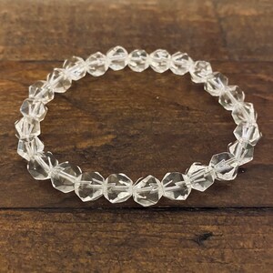 Star Cut Crystal Quartz Stretch Bead Bracelet