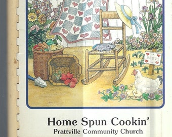 Prattville Alabama vintage 1994 Community Church Home Spun Cookin Cookbook AL Favorite Recipes Collectible Souvenir Spiral Bound Cook Book