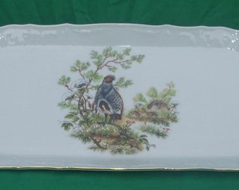 Bernadotte Rectangular Serving Dish Tray Platter Rabbit Quail Fox Pheasant Ducks Imported from the Czech Republic Fine China Entertaining