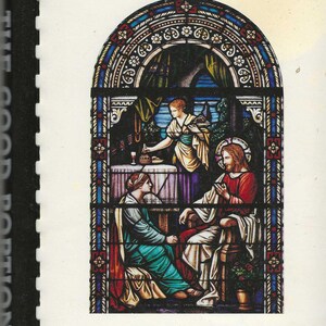 May include: A stained glass window depicting a scene from the Bible. The window is framed in a dark wood frame and has a white background. The text "The Good Portion" is printed at the top of the window. The text "The United Methodist Women First Methodist Church Longview, Texas" is printed at the bottom of the window.