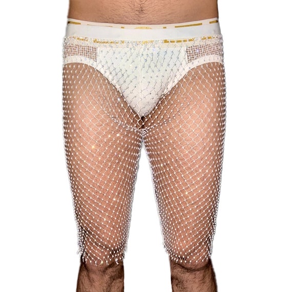 White fishnet shorts discount