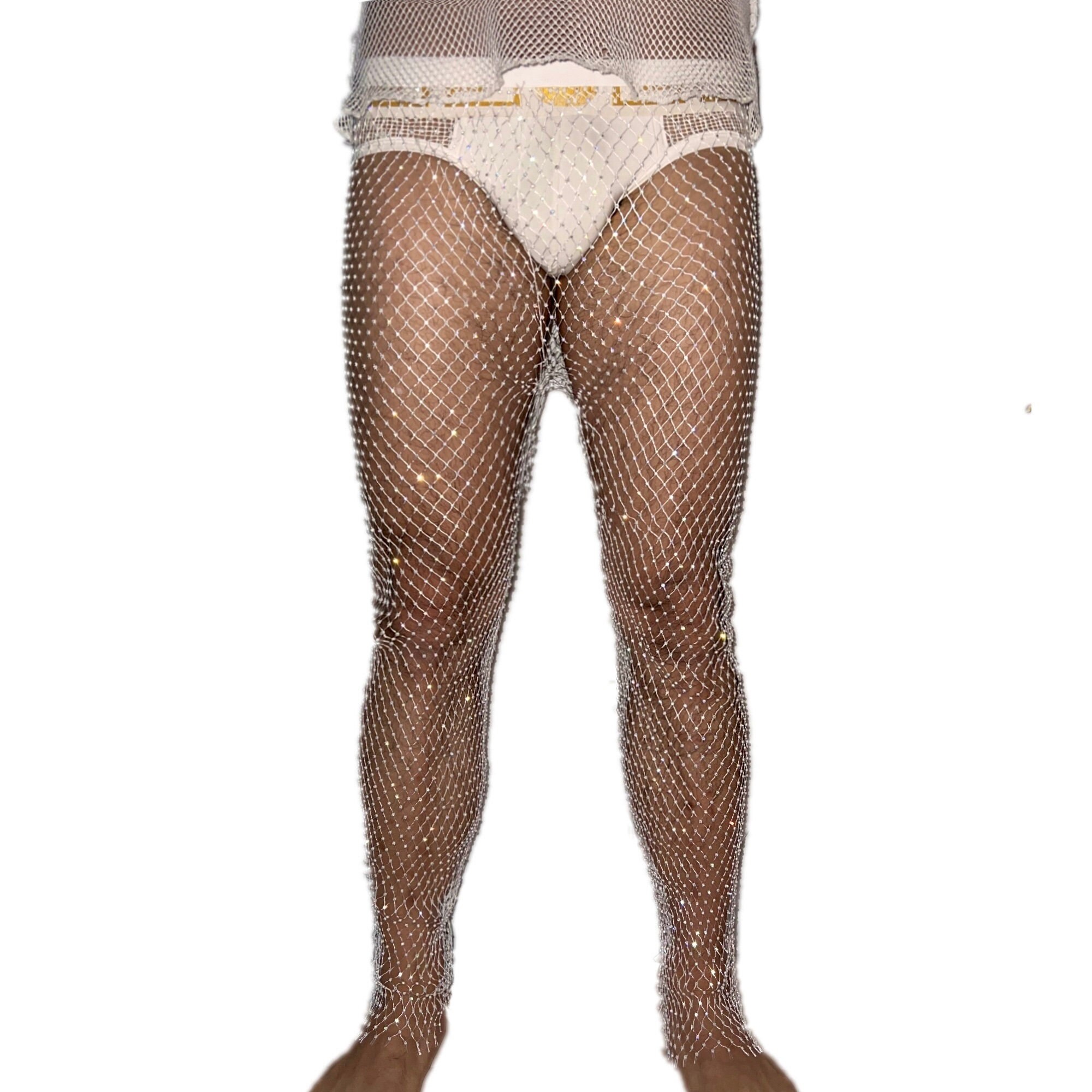Rhinestone White Mesh Fishnet Crystal 
