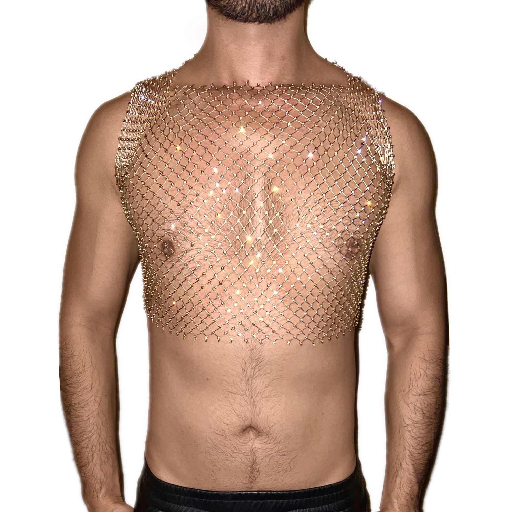 Gold mesh 2025 crop top
