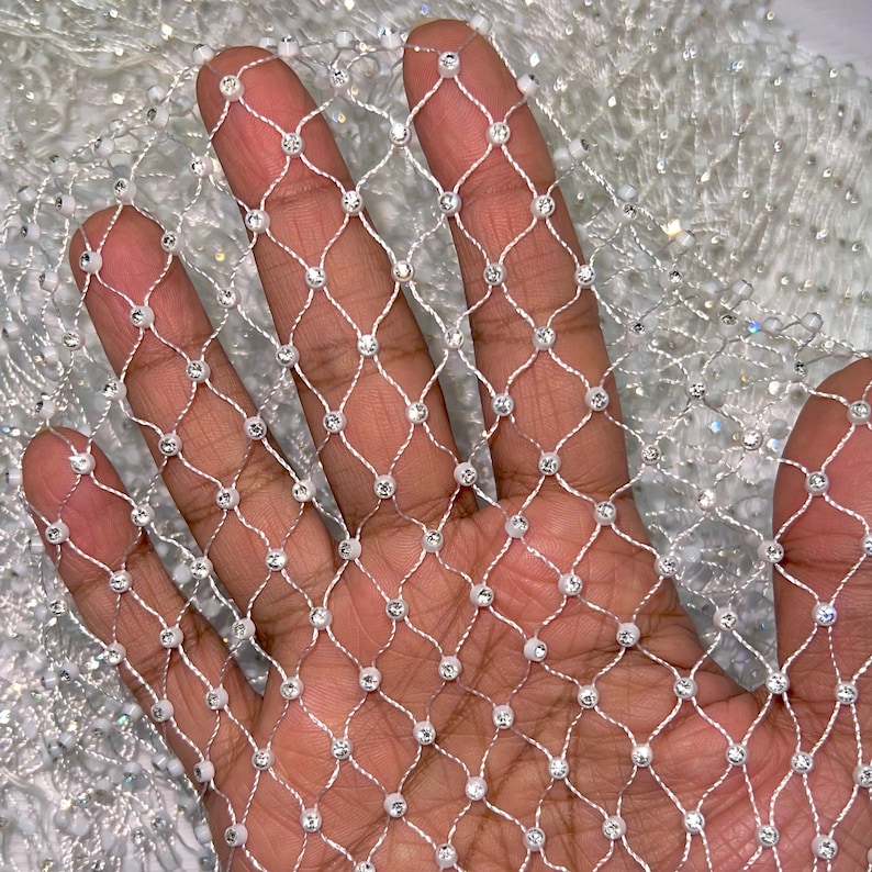 White Bling Rhinestone Crystal Mesh Tank Top, See Through Fishnet Unisex Design for Men and Women image 4