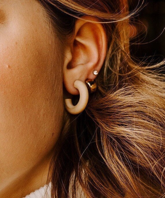 Brown hoop earrings deals