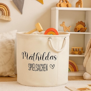 Cesto portaoggetti per giocattoli, cesto decorativo con nome desiderato, contenitore personalizzato per la cameretta dei bambini, cesto in tela, decorazione per la cameretta dei bambini