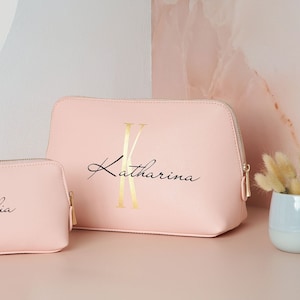 Personalized cosmetic bag + toiletry bag with initial & name + make-up bag with desired name
