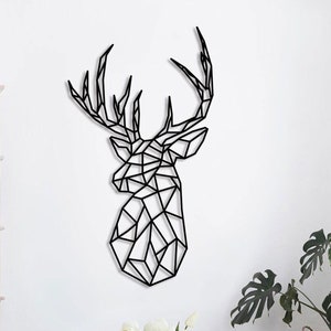 Deer wall decoration polygon deer style 3D origami antler wall decoration black acrylic glass wall design