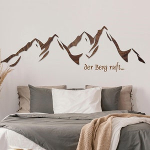 Décoration murale en bois, l'appel des montagnes... , Silhouette de montagne alpine, décoration en bois, panorama des montagnes d'Autriche, Italie, France et Suisse