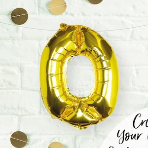 Golden balloons, 0-9 numbers, foil balloons, balloon garland, party decoration, balloons, birthday, party balloons, anniversary
