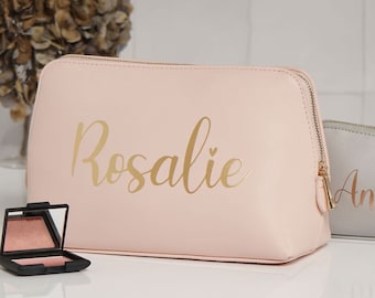 Kulturtasche mit Wunschnamen Personalisierte Beauty Bag Kosmektiktasche in zwei Größen Schminktasche mit Name