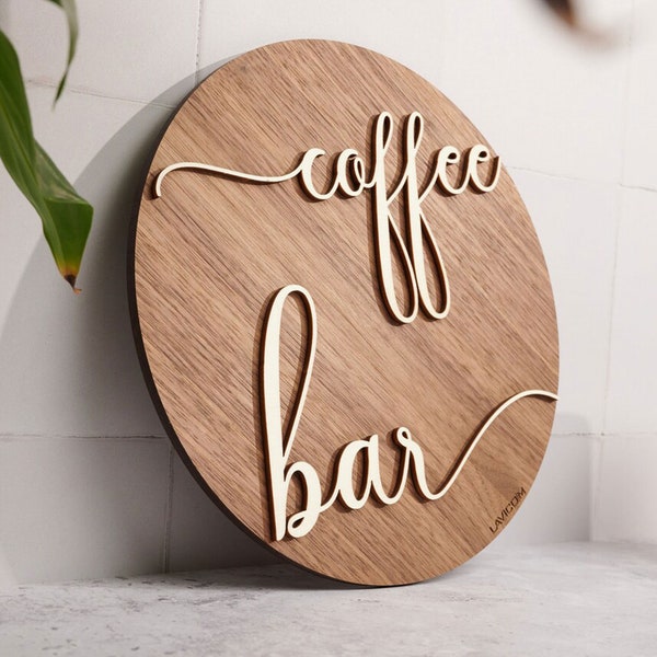 Coffee Bar Wanddekoration Runde Holzdekoration Wanddeko für Küche & Kaffeebar Wandgestaltung Dekoschilder aus Holz