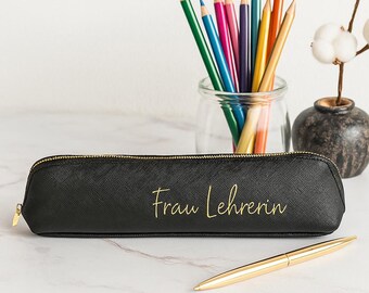 Personalized pencil case with name | Vegan leather case | Gift for teachers & friends | Cosmetic bag | Pencil case