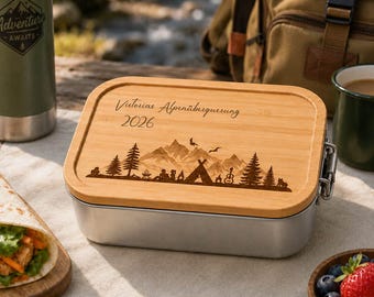 Lunchbox, personalized lunch box, bread box with name for school & kindergarten, box with lid for office, leisure, camping