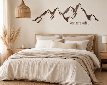 Wall decoration: The mountains are calling... | XXL wall decoration as a mountain panorama made of wood | Italian mountains | Swiss Alps | Mountain silhouette | France