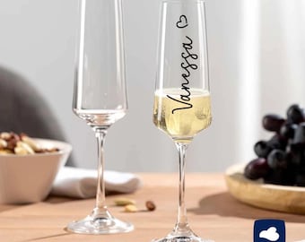 Leonardo sparkling wine glass, champagne glass with name, personalized prosecco glass with desired name, sparkling wine flute with inscription