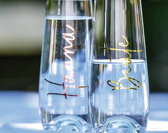 Copa de champán | Copa de champán personalizada | Copa sin tallo | Despedida de soltera | Boda | Copa de champán con nombre personalizado