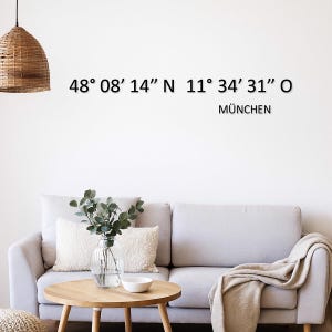 Custom coordinates wall decoration made of acrylic glass | Personalized coordinates 3D lettering, self-adhesive | Wall decoration with location and GPS data image 6