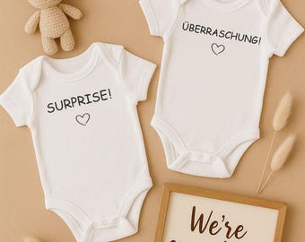 Pregnancy announcement, baby bodysuit, lettering & heart, surprise, pregnancy, gift
