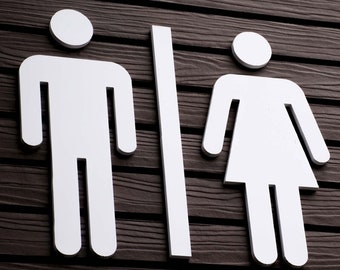 WC Schild / Piktogramm-Set für Toiletten / 2x Toilettenschilder für Wände und Türen / selbstklebend