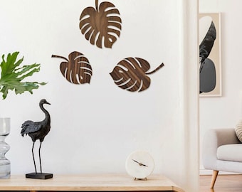 3D Palm Leaf Wall Decoration Made of Wood | 3x Palm Leaves for Walls & Doors | Wooden Decoration