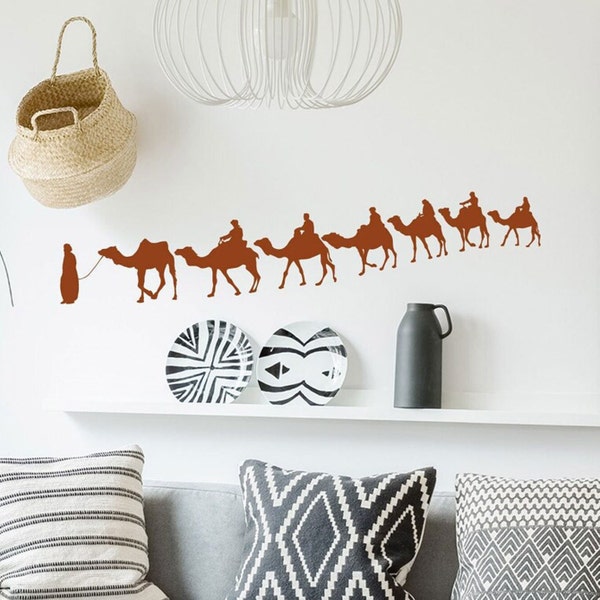 Wandtattoo Wandsticker Afrika Wüstenkaravane Kamele in einer Karavane Wanddekoration Dekofolie