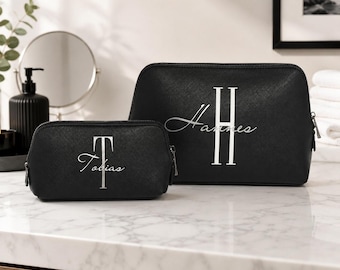 Personalized men's toiletry bag | Custom name | Toiletry bag with initial & name | Wash bag | Men's wash bag